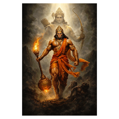 Smeeps Lord Hanuman Wall Poster Pack of 10 – A4 Size (8.27 × 11.69 Inches) | 300 GSM Thick Art Paper | Non-Gumming (No Adhesive) | High-Quality Spiritual & Mythology Prints