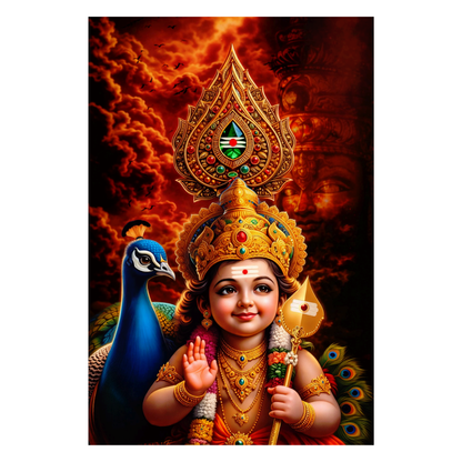Smeeps Lord Murugan A4 Wall Poster Set – 29.7 × 21 cm (11.69 × 8.27 Inch) Premium Art Print | 300 GSM Thick Paper | NOT GUMMING | Waterproof UV Resistant Wash Proof | Pack of 10