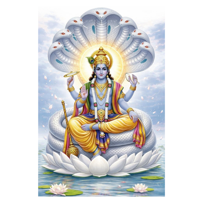 Smeeps Lord Vishnu A4 Wall Poster Set – 29.7 × 21 cm (11.69 × 8.27 Inch) Premium Art Print | 300 GSM Thick Paper | NOT GUMMING | Waterproof UV Resistant Wash Proof | Pack of 10