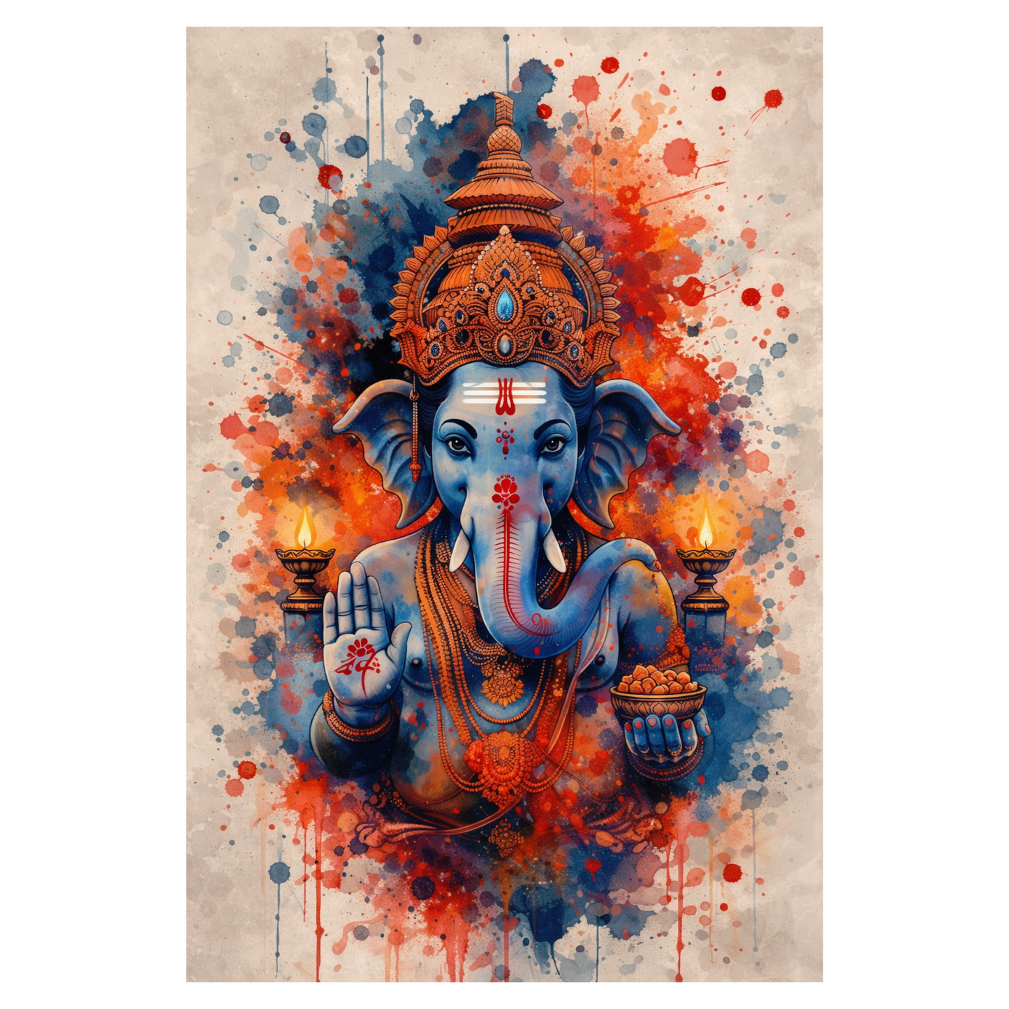 Smeeps Lord Ganesha A4 Wall Poster Set – 29.7 × 21 cm (11.69 × 8.27 Inch) Premium Art Print | 300 GSM Thick Paper | NOT GUMMING | Waterproof UV Resistant Wash Proof | Pack of 10
