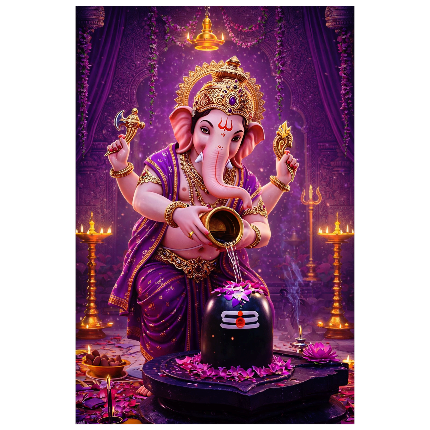 Smeeps Lord Ganesha A4 Wall Poster Set – 29.7 × 21 cm (11.69 × 8.27 Inch) Premium Art Print | 300 GSM Thick Paper | NOT GUMMING | Waterproof UV Resistant Wash Proof | Pack of 10