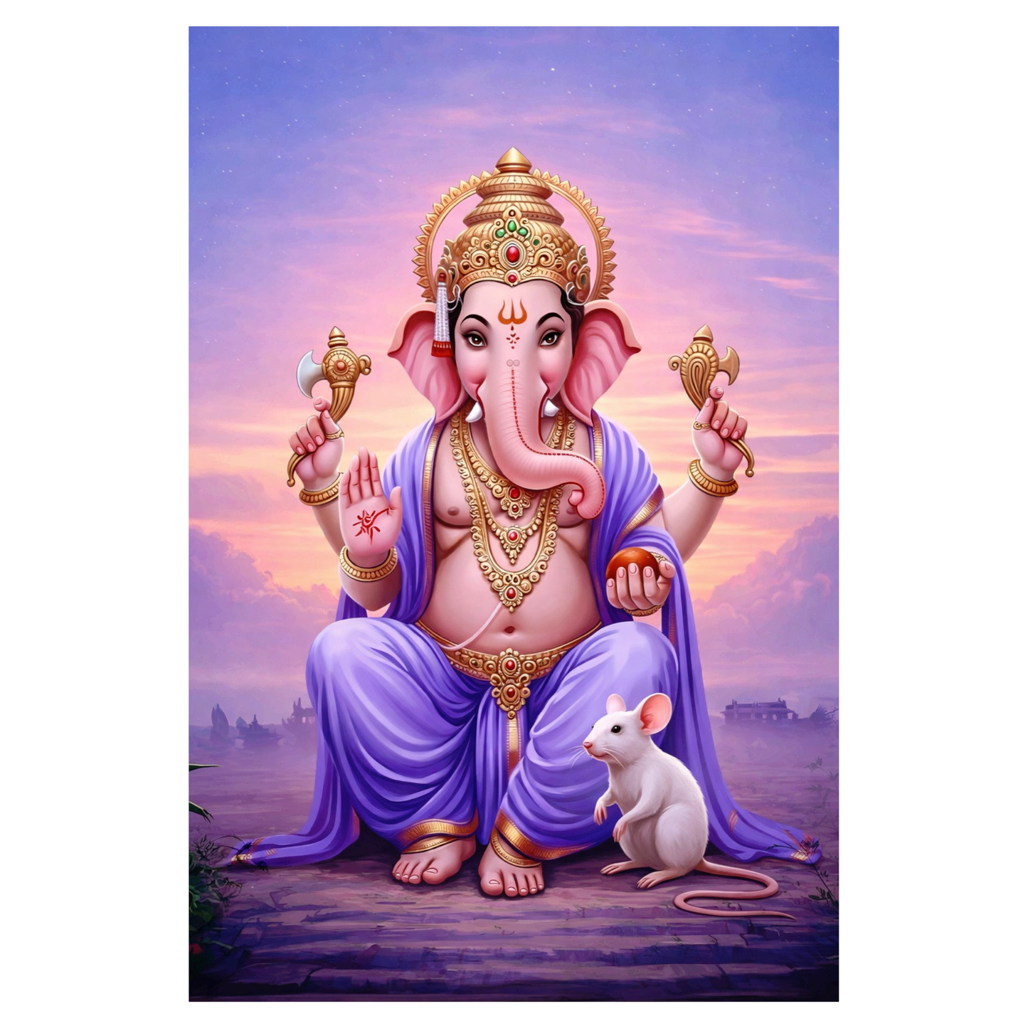 Smeeps Lord Ganesha A4 Wall Poster Set – 29.7 × 21 cm (11.69 × 8.27 Inch) Premium Art Print | 300 GSM Thick Paper | NOT GUMMING | Waterproof UV Resistant Wash Proof | Pack of 10