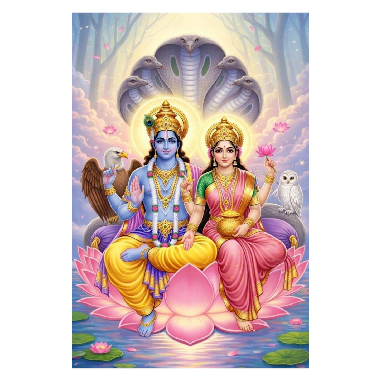 Smeeps Lord Vishnu A4 Wall Poster Set – 29.7 × 21 cm (11.69 × 8.27 Inch) Premium Art Print | 300 GSM Thick Paper | NOT GUMMING | Waterproof UV Resistant Wash Proof | Pack of 10