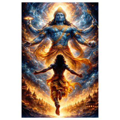 Smeeps Lord Vishnu A4 Wall Poster Set – 29.7 × 21 cm (11.69 × 8.27 Inch) Premium Art Print | 300 GSM Thick Paper | NOT GUMMING | Waterproof UV Resistant Wash Proof | Pack of 10