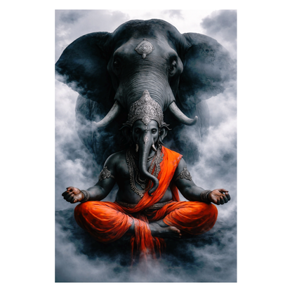 Smeeps Lord Ganesha A4 Wall Poster Set – 29.7 × 21 cm (11.69 × 8.27 Inch) Premium Art Print | 300 GSM Thick Paper | NOT GUMMING | Waterproof UV Resistant Wash Proof | Pack of 10