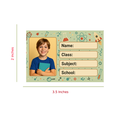 Smeeps Personalized School Label Stickers – Pack of 10 | 3.5 x 2 Inch Custom Name Labels with Photo | Notebooks & Stationery Identification Stickers | Waterproof & Premium Finish