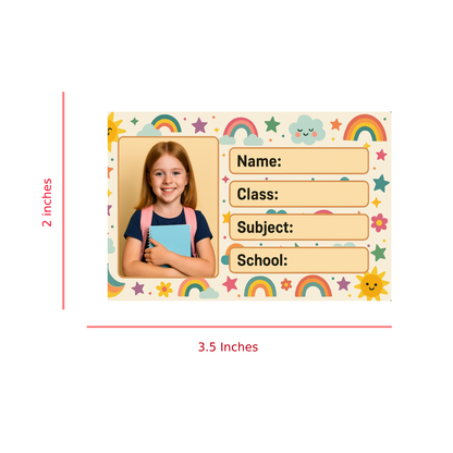 Smeeps Custom Photo Student Name Labels – 3.5 x 2 Inch School Book Stickers | Personalized Kid Labels | Pack of 10