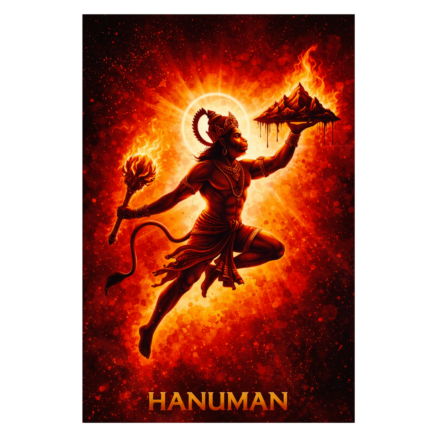 Smeeps Lord Hanuman Wall Poster Pack of 10 – A4 Size (8.27 × 11.69 Inches) | 300 GSM Thick Art Paper | Non-Gumming (No Adhesive) | High-Quality Spiritual & Mythology Prints