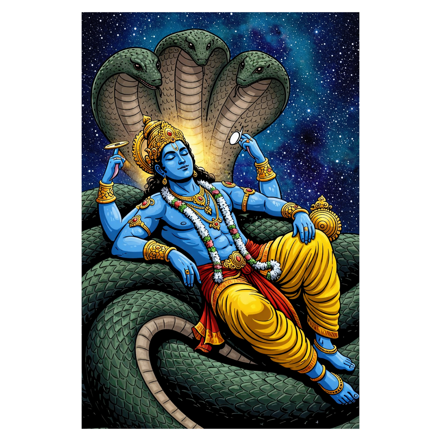 Smeeps Lord Vishnu A4 Wall Poster Set – 29.7 × 21 cm (11.69 × 8.27 Inch) Premium Art Print | 300 GSM Thick Paper | NOT GUMMING | Waterproof UV Resistant Wash Proof | Pack of 10