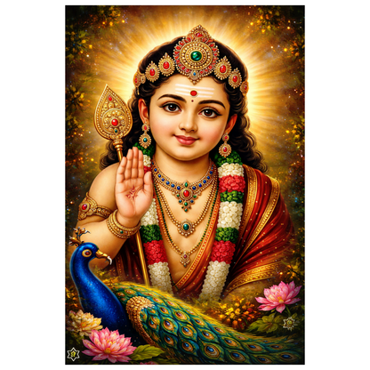 Smeeps Lord Murugan A4 Wall Poster Set – 29.7 × 21 cm (11.69 × 8.27 Inch) Premium Art Print | 300 GSM Thick Paper | NOT GUMMING | Waterproof UV Resistant Wash Proof | Pack of 10