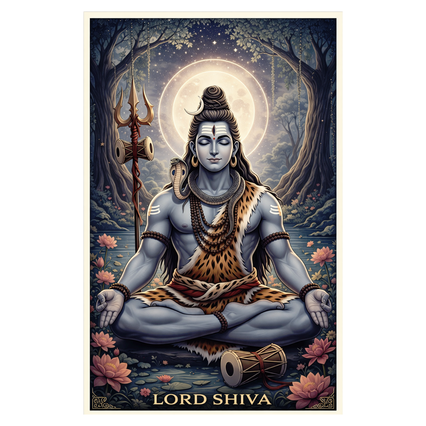 Smeeps Lord Shiva A4 Wall Poster Set – 29.7 × 21 cm (11.69 × 8.27 Inch) Premium Art Print | 300 GSM Thick Paper | NOT GUMMING | Waterproof UV Resistant Wash Proof | Pack of 10