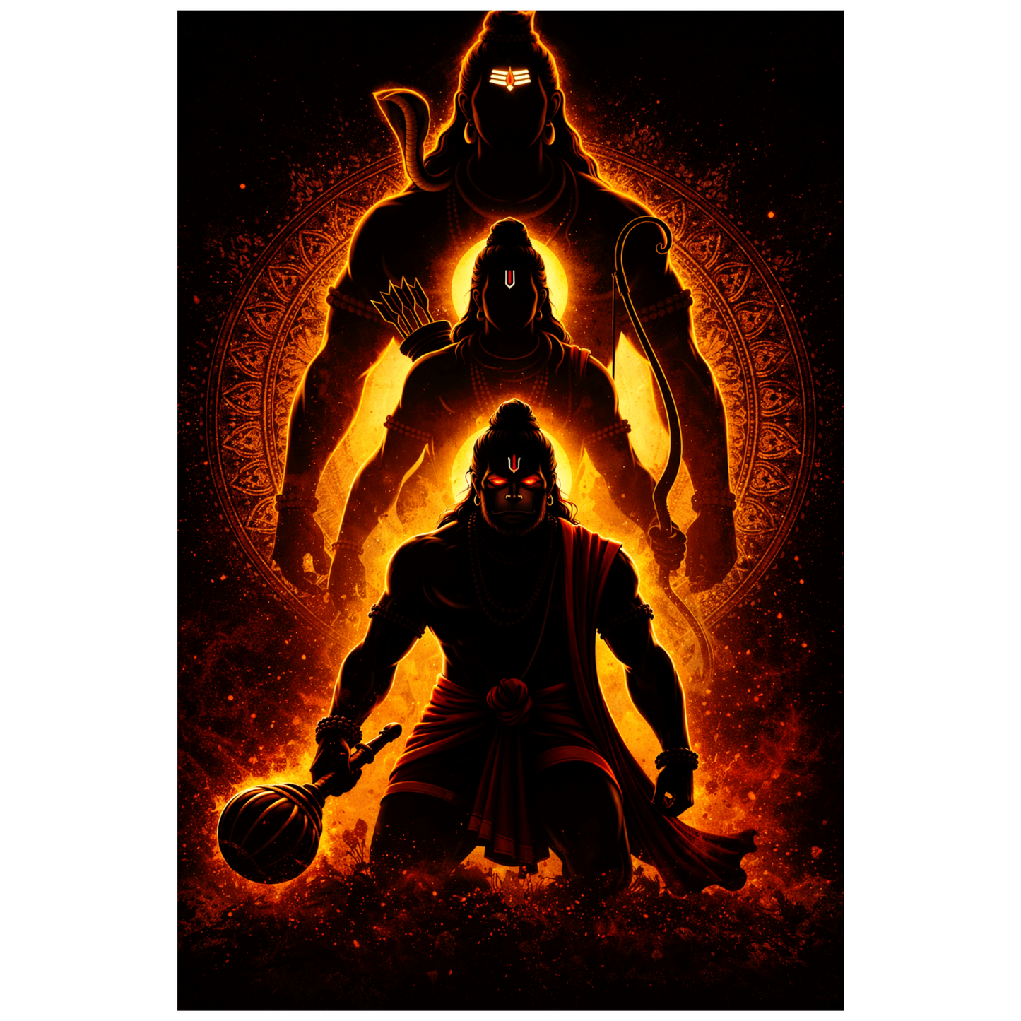 Smeeps Lord Hanuman Wall Poster Pack of 10 – A4 Size (8.27 × 11.69 Inches) | 300 GSM Thick Art Paper | Non-Gumming (No Adhesive) | High-Quality Spiritual & Mythology Prints