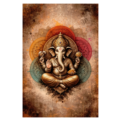 Smeeps Lord Ganesha A4 Wall Poster Set – 29.7 × 21 cm (11.69 × 8.27 Inch) Premium Art Print | 300 GSM Thick Paper | NOT GUMMING | Waterproof UV Resistant Wash Proof | Pack of 10