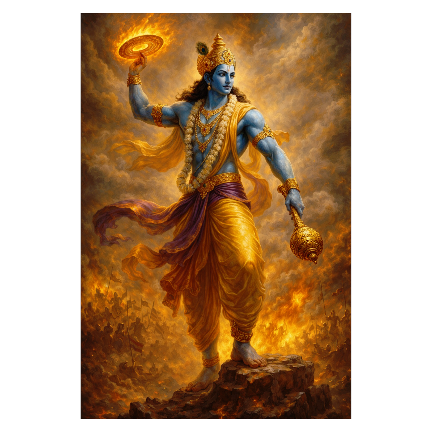 Smeeps Lord Vishnu A4 Wall Poster Set – 29.7 × 21 cm (11.69 × 8.27 Inch) Premium Art Print | 300 GSM Thick Paper | NOT GUMMING | Waterproof UV Resistant Wash Proof | Pack of 10