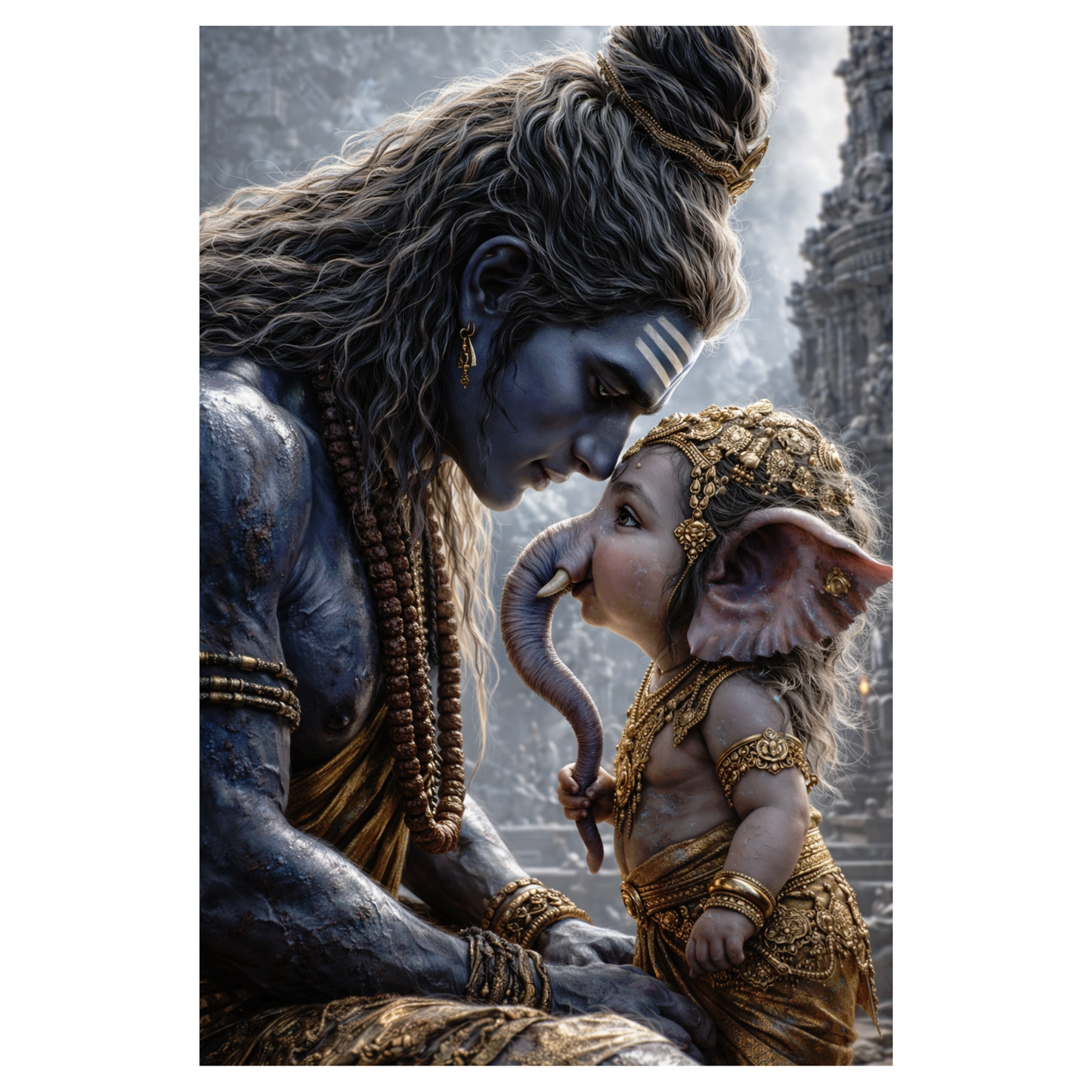 Smeeps Lord Ganesha A4 Wall Poster Set – 29.7 × 21 cm (11.69 × 8.27 Inch) Premium Art Print | 300 GSM Thick Paper | NOT GUMMING | Waterproof UV Resistant Wash Proof | Pack of 10