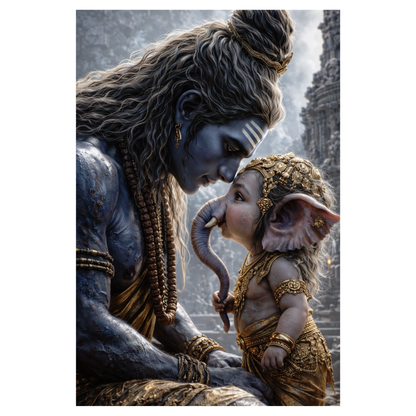 Smeeps Lord Ganesha A4 Wall Poster Set – 29.7 × 21 cm (11.69 × 8.27 Inch) Premium Art Print | 300 GSM Thick Paper | NOT GUMMING | Waterproof UV Resistant Wash Proof | Pack of 10