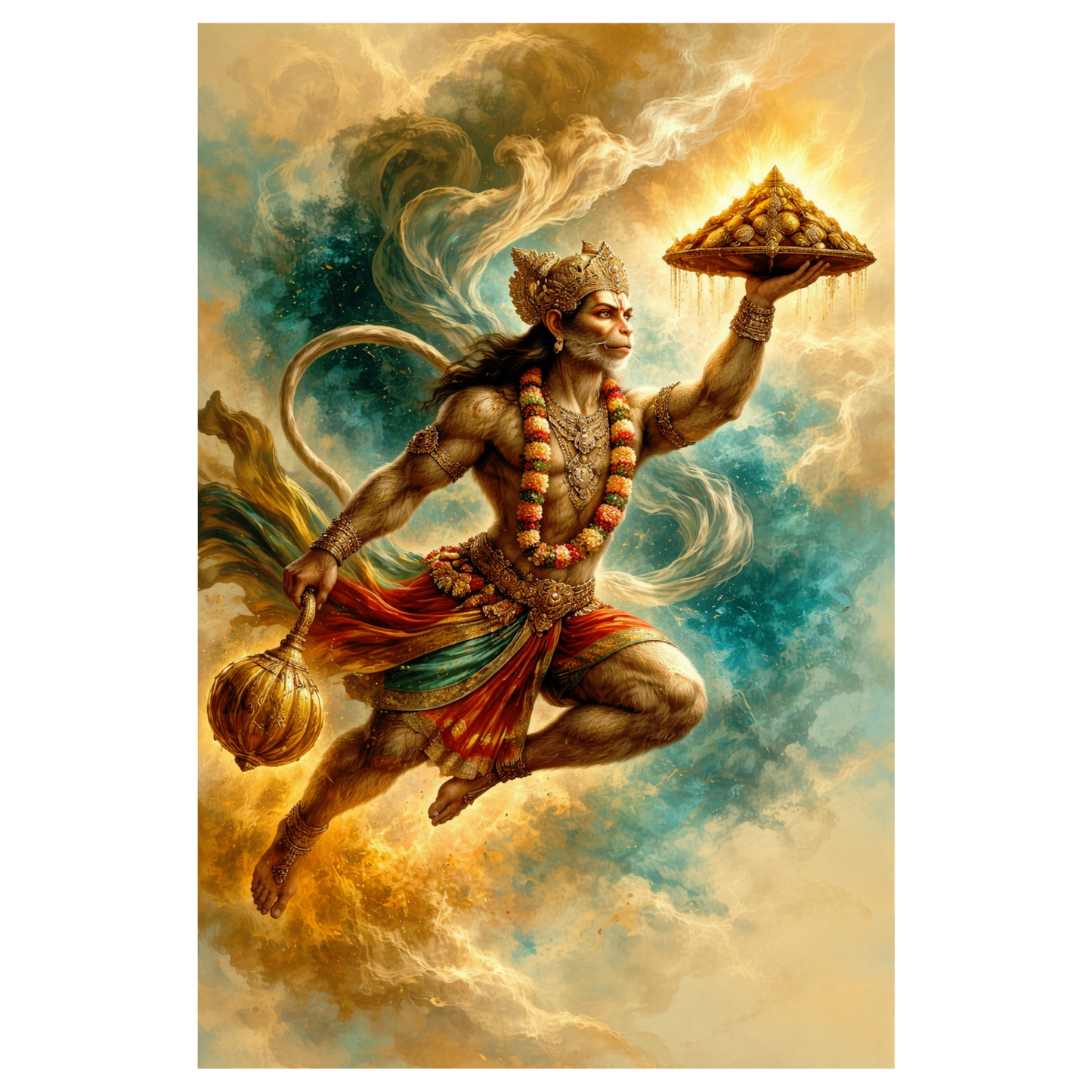 Smeeps Lord Hanuman Wall Poster Pack of 10 – A4 Size (8.27 × 11.69 Inches) | 300 GSM Thick Art Paper | Non-Gumming (No Adhesive) | High-Quality Spiritual & Mythology Prints