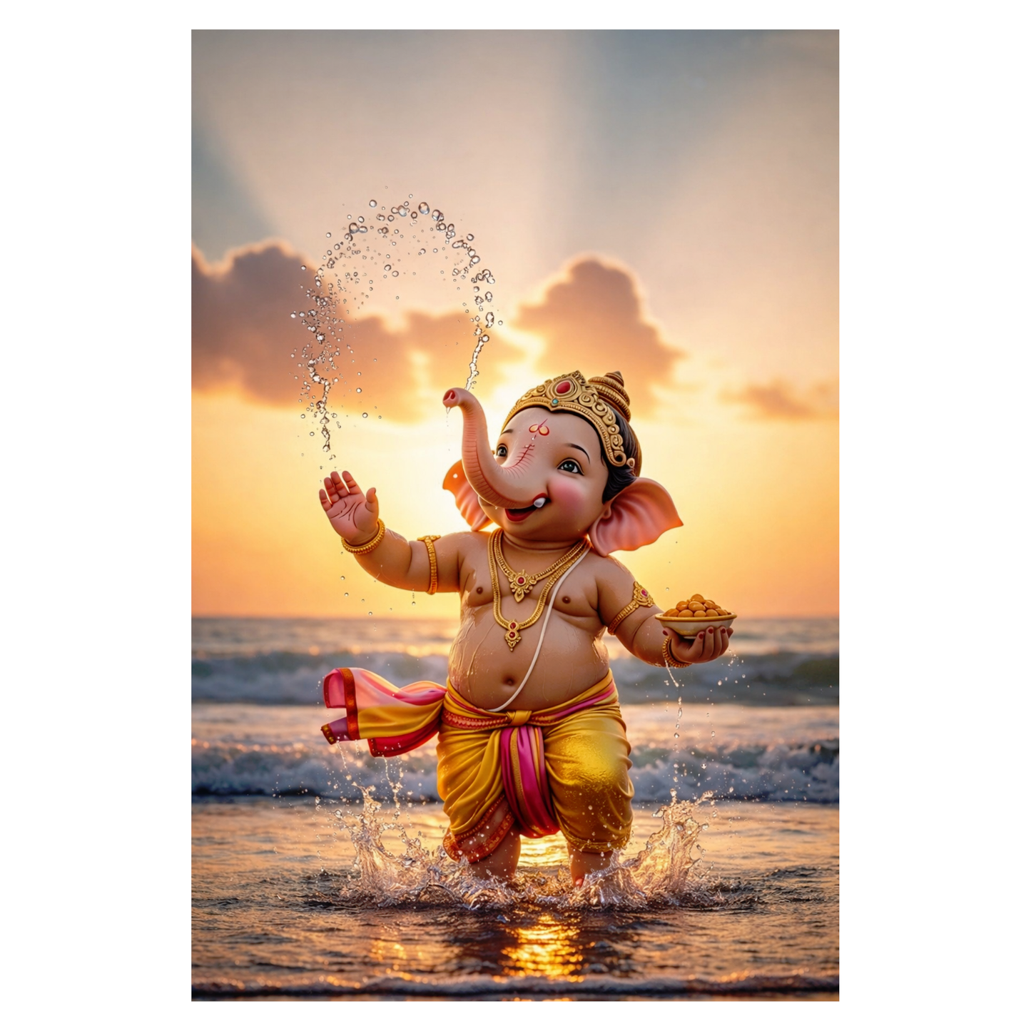 Smeeps Lord Ganesha A4 Wall Poster Set – 29.7 × 21 cm (11.69 × 8.27 Inch) Premium Art Print | 300 GSM Thick Paper | NOT GUMMING | Waterproof UV Resistant Wash Proof | Pack of 10