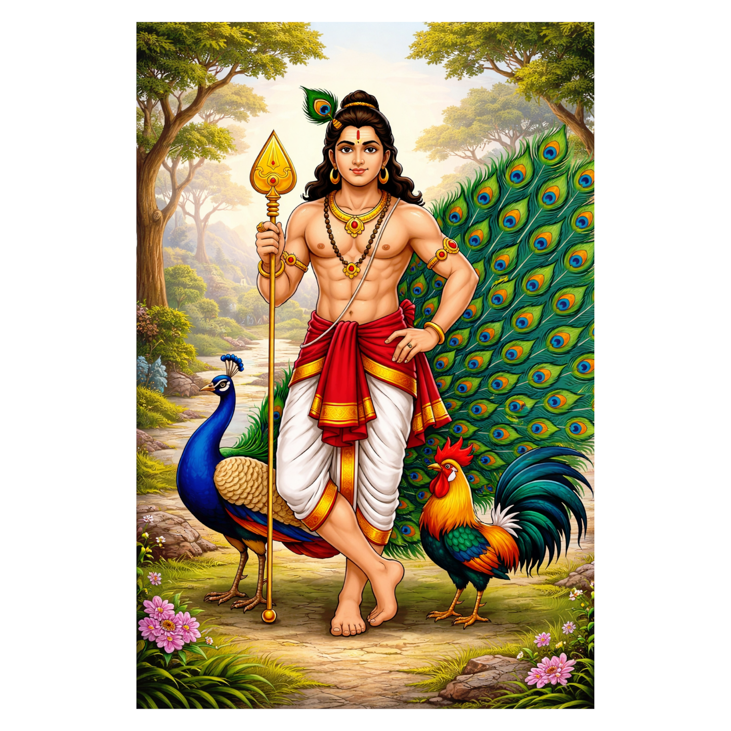 Smeeps Lord Murugan A4 Wall Poster Set – 29.7 × 21 cm (11.69 × 8.27 Inch) Premium Art Print | 300 GSM Thick Paper | NOT GUMMING | Waterproof UV Resistant Wash Proof | Pack of 10