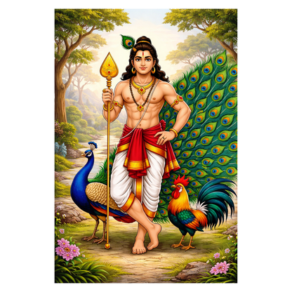 Smeeps Lord Murugan A4 Wall Poster Set – 29.7 × 21 cm (11.69 × 8.27 Inch) Premium Art Print | 300 GSM Thick Paper | NOT GUMMING | Waterproof UV Resistant Wash Proof | Pack of 10