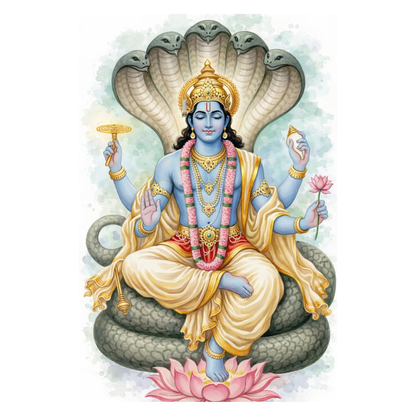 Smeeps Lord Vishnu A4 Wall Poster Set – 29.7 × 21 cm (11.69 × 8.27 Inch) Premium Art Print | 300 GSM Thick Paper | NOT GUMMING | Waterproof UV Resistant Wash Proof | Pack of 10