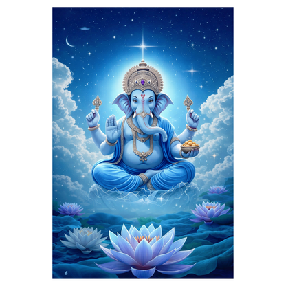 Smeeps Lord Ganesha A4 Wall Poster Set – 29.7 × 21 cm (11.69 × 8.27 Inch) Premium Art Print | 300 GSM Thick Paper | NOT GUMMING | Waterproof UV Resistant Wash Proof | Pack of 10