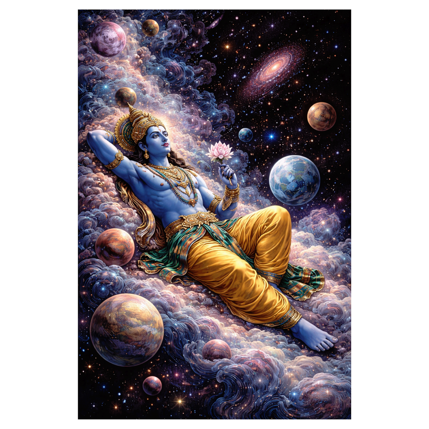 Smeeps Lord Vishnu A4 Wall Poster Set – 29.7 × 21 cm (11.69 × 8.27 Inch) Premium Art Print | 300 GSM Thick Paper | NOT GUMMING | Waterproof UV Resistant Wash Proof | Pack of 10