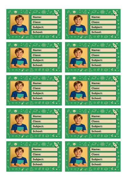 Smeeps Personalized Science School Book Label – Custom Photo Name Sticker for Kids | 3.5 x 2 Inch Notebook Labels | Pack of 10