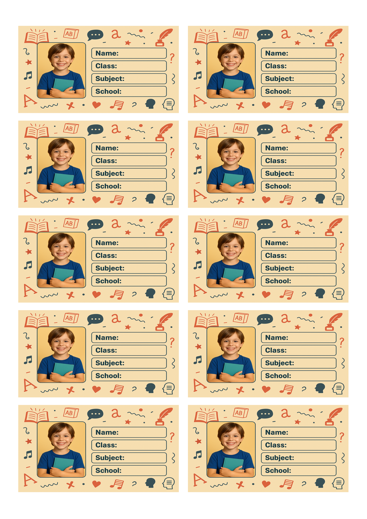 Smeeps Personalized School Book Label – Custom Photo Name Sticker for Kids | 3.5 x 2 Inch Notebook Labels | Pack of 10