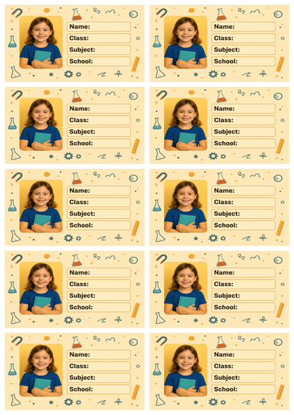 Smeeps Personalized School Book Label – Custom Photo Name Sticker for Kids | 3.5 x 2 Inch Notebook Labels | Pack of 10