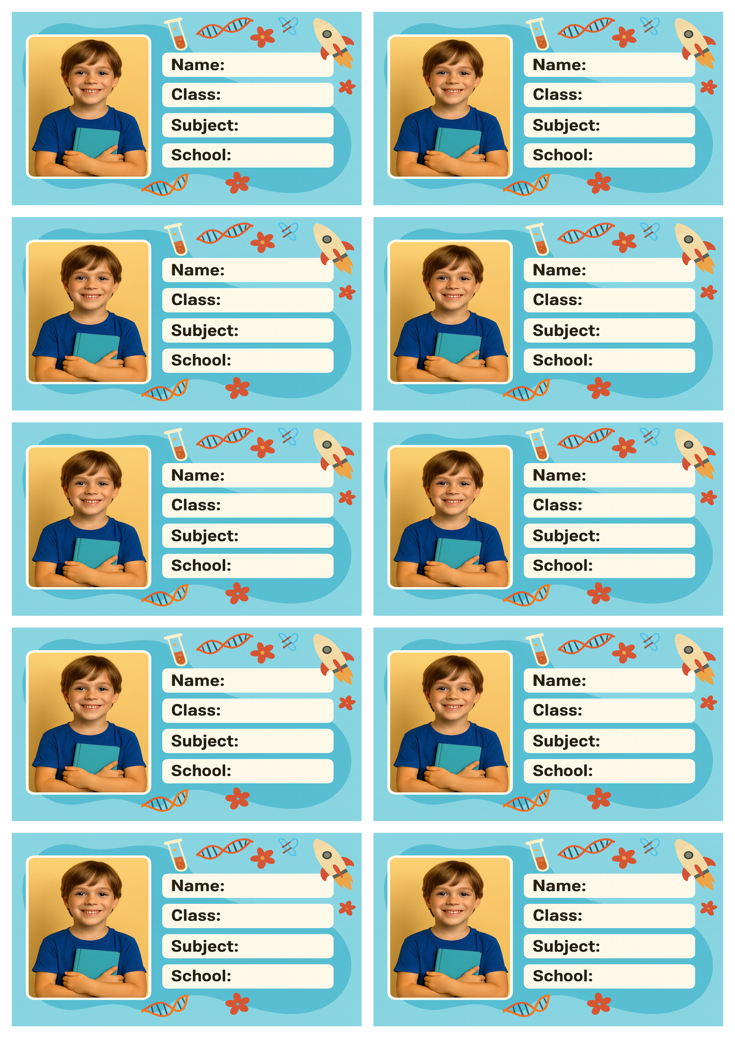 Smeeps Personalized School Book Label – Custom Photo Name Sticker for Kids | 3.5 x 2 Inch Notebook Labels | Pack of 10