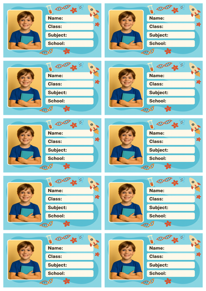 Smeeps Personalized School Book Label – Custom Photo Name Sticker for Kids | 3.5 x 2 Inch Notebook Labels | Pack of 10