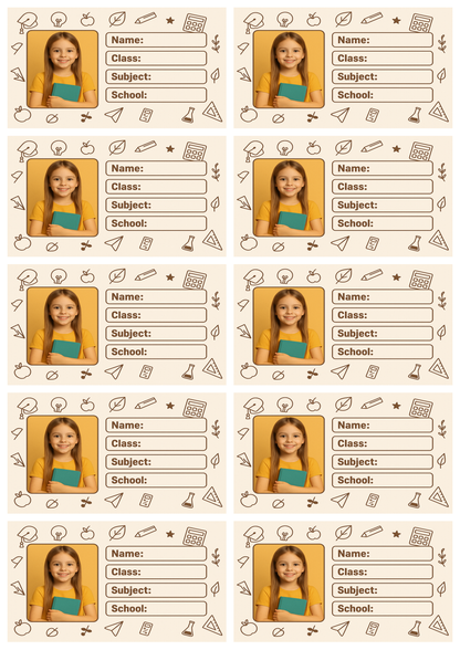 Smeeps Personalized School Label Sticker – 3.5 x 2 Inches Custom Name Tag with Student Photo | Pack of 10 Waterproof Book Labels