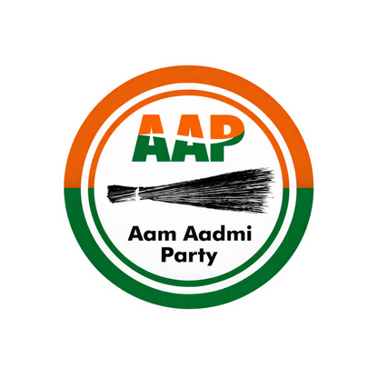 Smeeps AAP Logo Round Sticker – 10.16 cm / 4 Inch Car & Bike Vinyl Decal | Aam Aadmi Party Symbol | Waterproof & UV Resistant