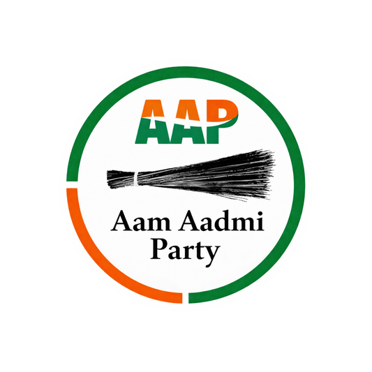 Smeeps AAP Logo Round Sticker – 10.16 cm / 4 Inch Car & Bike Vinyl Decal | Aam Aadmi Party Emblem | Waterproof & UV Resistant