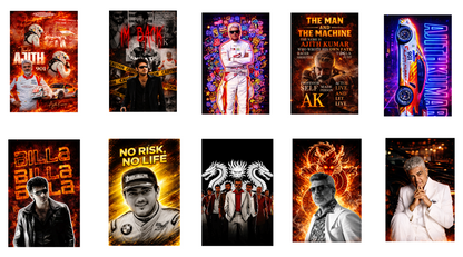 Smeeps Ajith Kumar A4 Wall Poster Set – 29.7 × 21 cm (11.69 × 8.27 Inch) Premium Art Print | 300 GSM Thick Paper | NOT GUMMING | Waterproof UV Resistant Wash Proof | Pack of 10