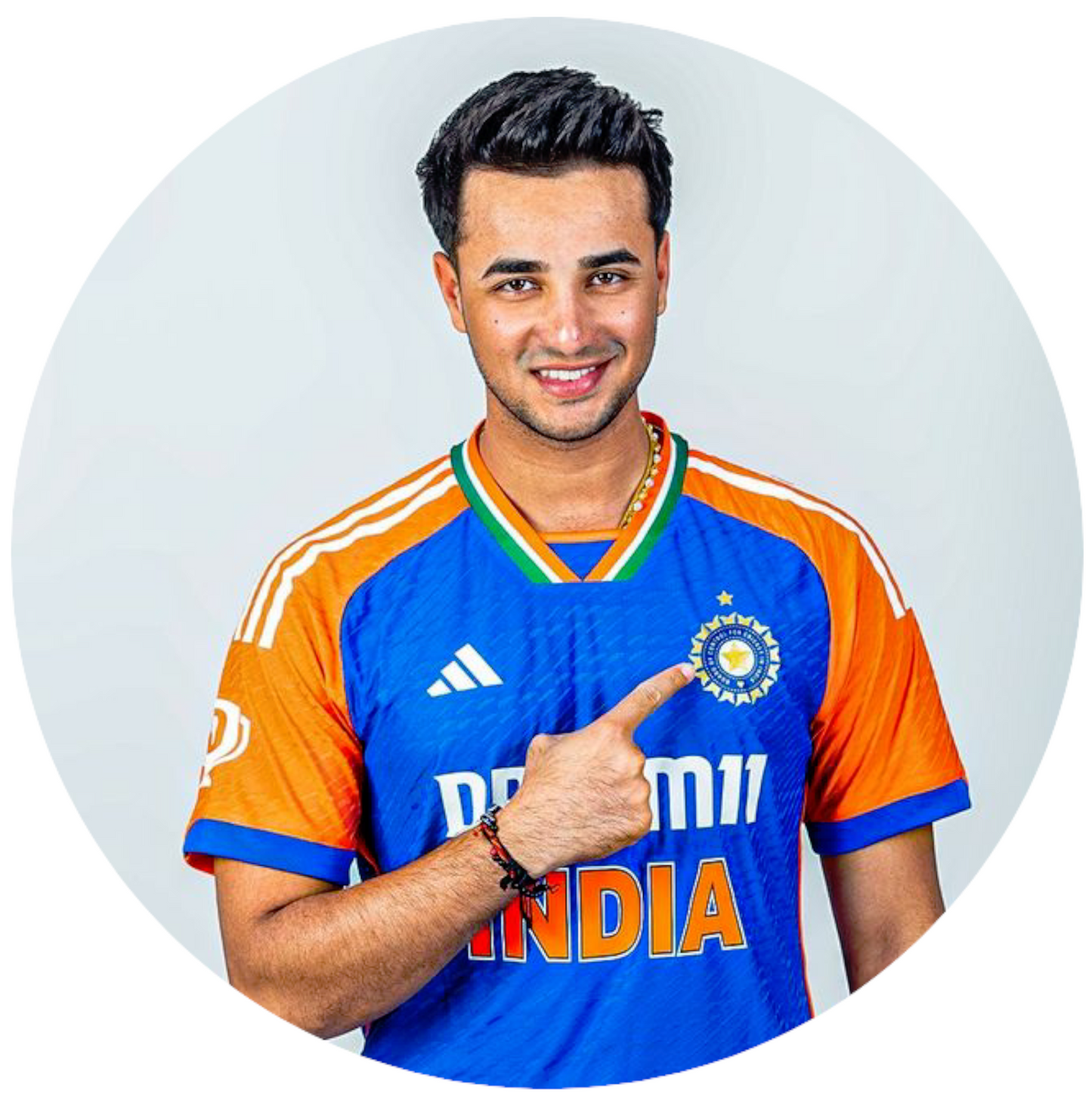 Smeeps Abhishek Sharma Sticker – 10.16 cm (4 Inch) India Jersey Fan Vinyl Decal | Waterproof UV Resistant Round Sticker