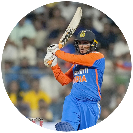 Smeeps Abhishek Sharma Sticker – 10.16 cm (4 Inch) India Cricket Fan Vinyl Decal | Waterproof UV Resistant Round Sticker
