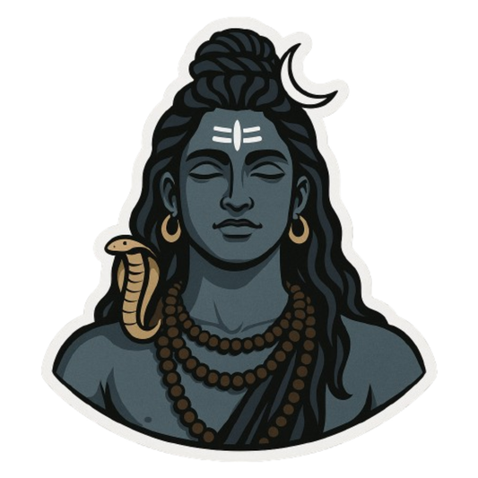 Smeeps Adiyogi Shiva Sticker with Cobra – Calm Expression | 10.16 x 7.62 cm | For Bike & Car Use