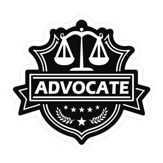 Smeeps Advocate Badge Car Sticker – 12 x 11 cm | Crest Design Vinyl Decal with Scales of Justice for Cars