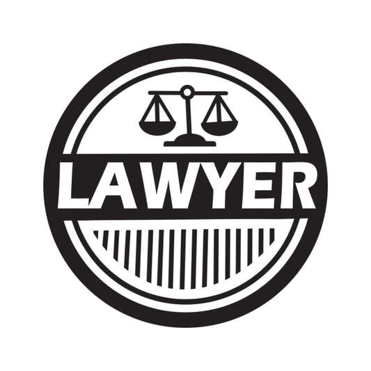 Smeeps Lawyer Car Sticker – 9.5 x 9.5 cm | Round Scales of Justice Emblem Vinyl Decal for Cars