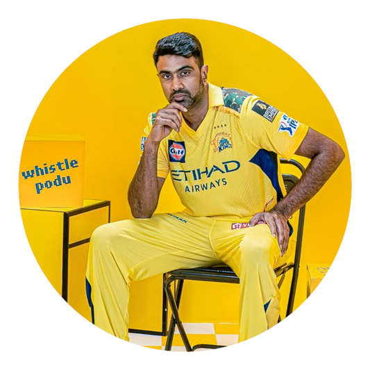 Smeeps Ravichandran Ashwin Sticker – 10.16 cm (4 Inch) CSK Yellow Jersey Fan Vinyl Decal | Waterproof UV Resistant Round Sticker