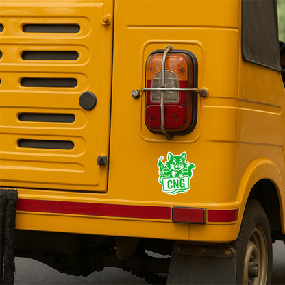 Smeeps CNG Cat Sticker – 10.16 x 9.2 cm Cute Green Kitty Fuel Type Car & Bike Decal | Waterproof Vinyl | Fun & Clear CNG Indicator