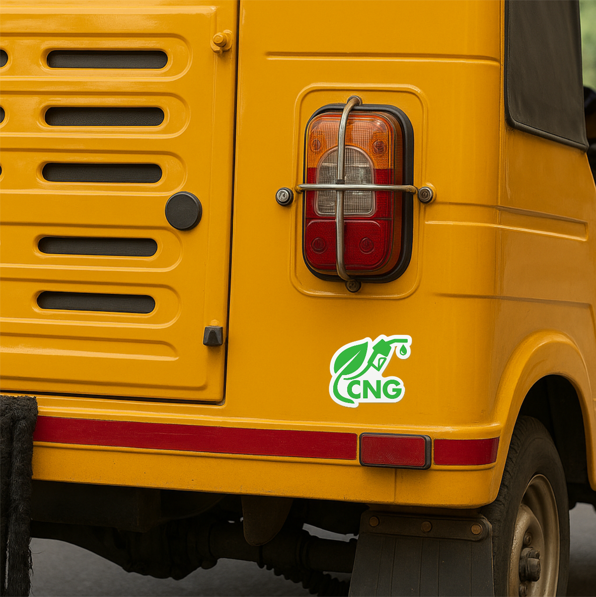 Smeeps CNG Eco Fuel Sticker – 9 x 7.7 cm Green Leaf & Nozzle Design Car & Bike Vinyl Decal | Waterproof | Clear CNG Identification