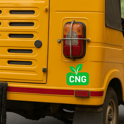 Smeeps CNG Leaf Sticker – 10.16 x 9 cm Eco-Friendly Green Fuel Type Car & Bike Vinyl Decal | Waterproof | Clear CNG Identification
