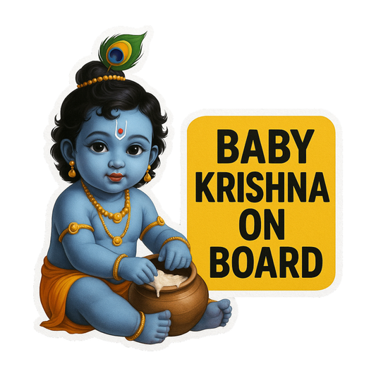 Smeeps Baby Krishna on Board Sticker – Spiritual Car Safety Decal | 12.7 x 12.7 cm