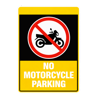 Smeeps No Motorcycle Parking Sticker – 11.43 × 15.75 cm (4.5 × 6.2 Inch) Premium Vinyl Decal | Two Wheeler No Parking Warning Sign | Waterproof UV Resistant Wash Proof | Pack of 1