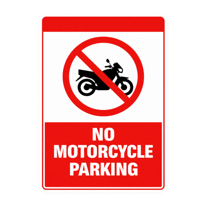 Smeeps No Motorcycle Parking Sticker – 15.24 × 10.92 cm (6 × 4.3 Inch) Premium Vinyl Sign | Bold Red Warning Design | Waterproof UV Resistant Wash Proof | Pack of 1