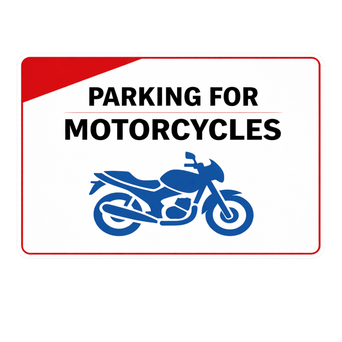Smeeps Parking for Motorcycles Sticker – 15.24 × 10.16 cm (6 × 4 Inch) Premium Vinyl Decal | Two Wheeler Parking Sign Design | Waterproof UV Resistant Wash Proof | Pack of 1