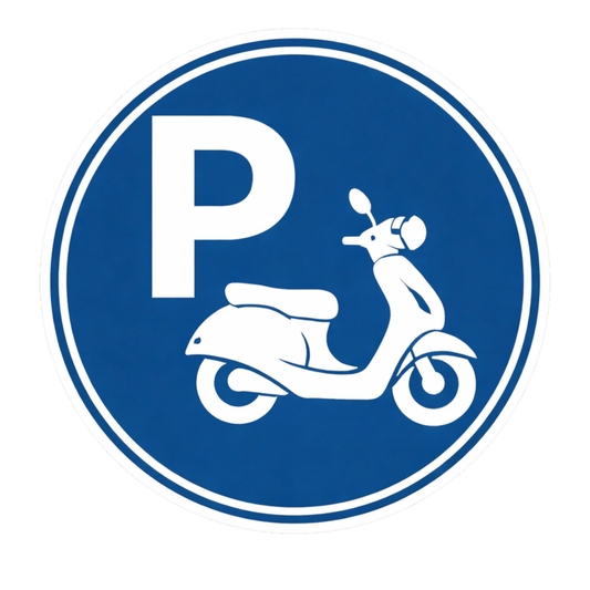 Smeeps Two Wheeler Parking Sticker – 15.24 × 15.24 cm (6 × 6 Inch) Premium Vinyl Decal | Bike & Scooty Parking Sign Design | Waterproof UV Resistant Wash Proof | Pack of 1
